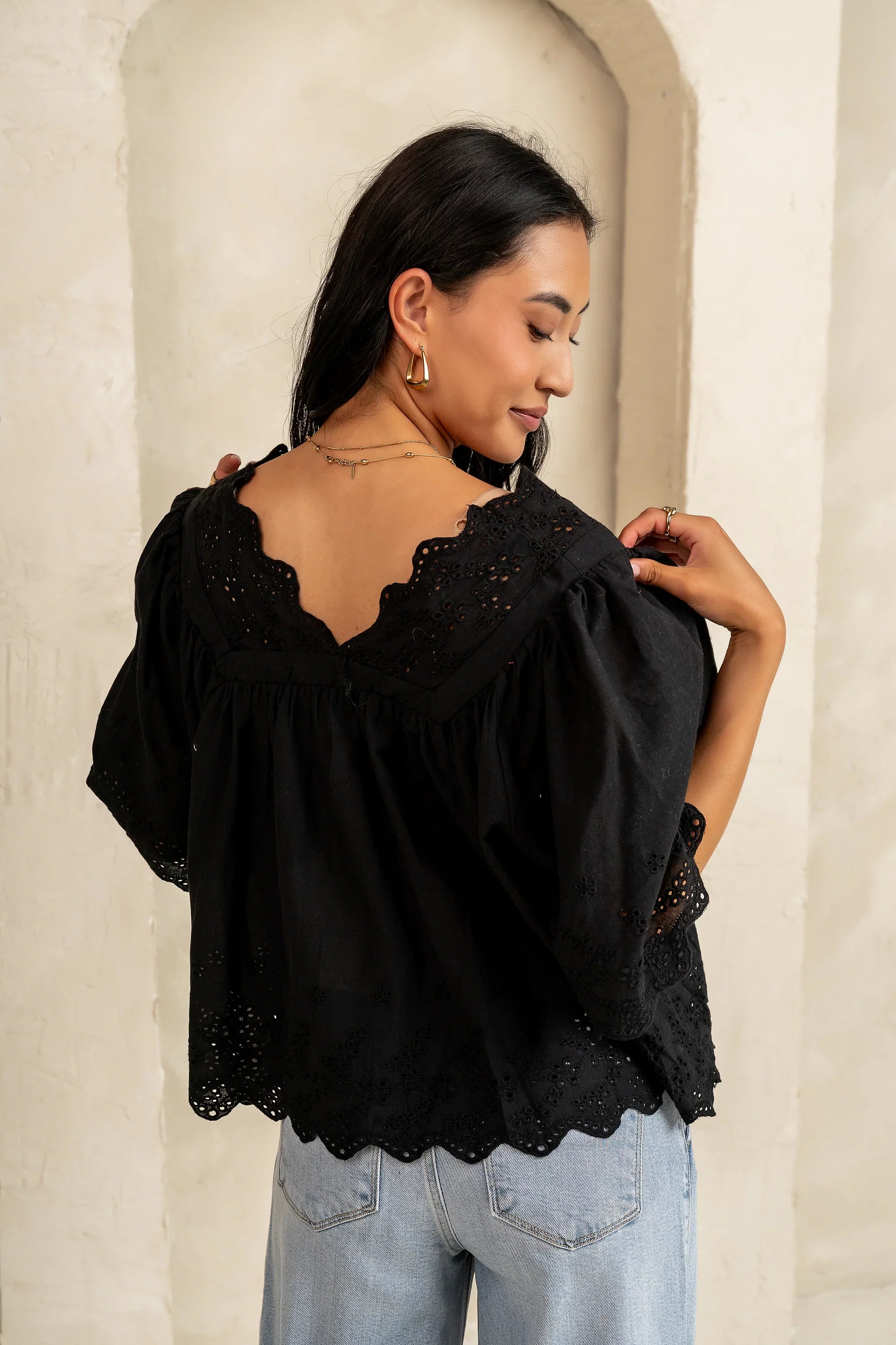 Faye Embroidered Blouse in Black FINAL SALE
