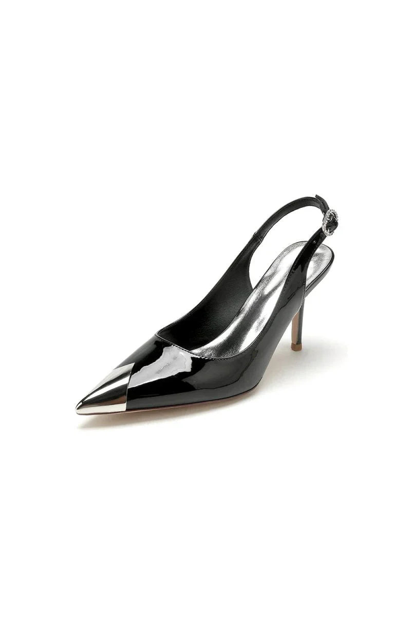 Glitter Crystal Slingback Wedding Heels Pointed Toe Stiletto Bridal Shoes