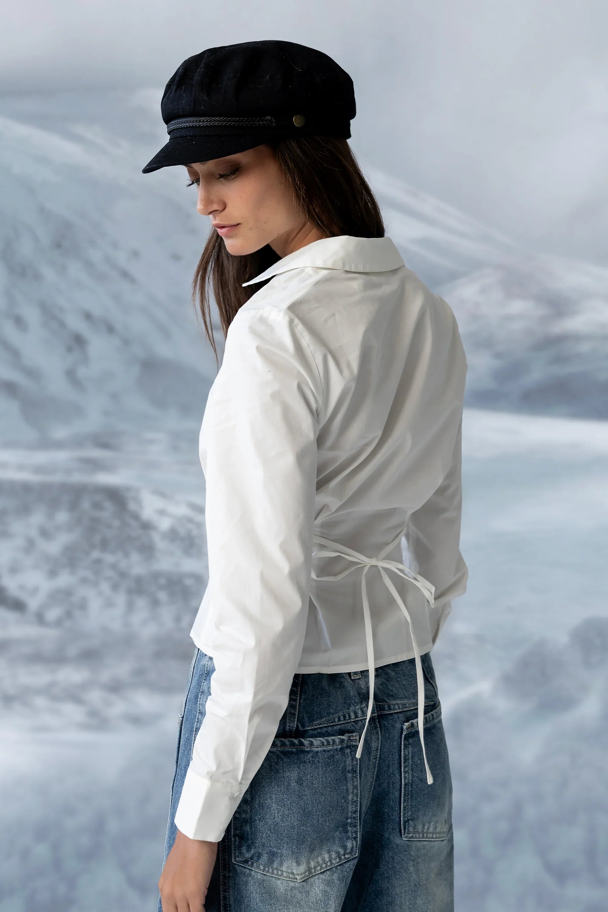 Brecken Pleated Button Up in White