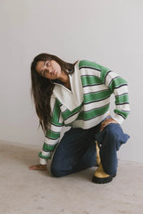 Kandy Half Zip Sweater in Green FINAL SALE
