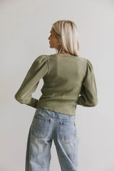 Lettie Waffle Knit Top in Olive FINAL SALE