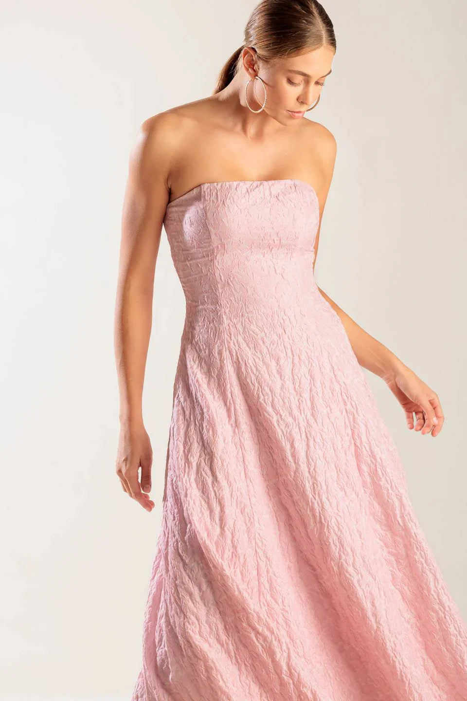 ROLL WITH IT LIGHT PINK MIDI DRESS