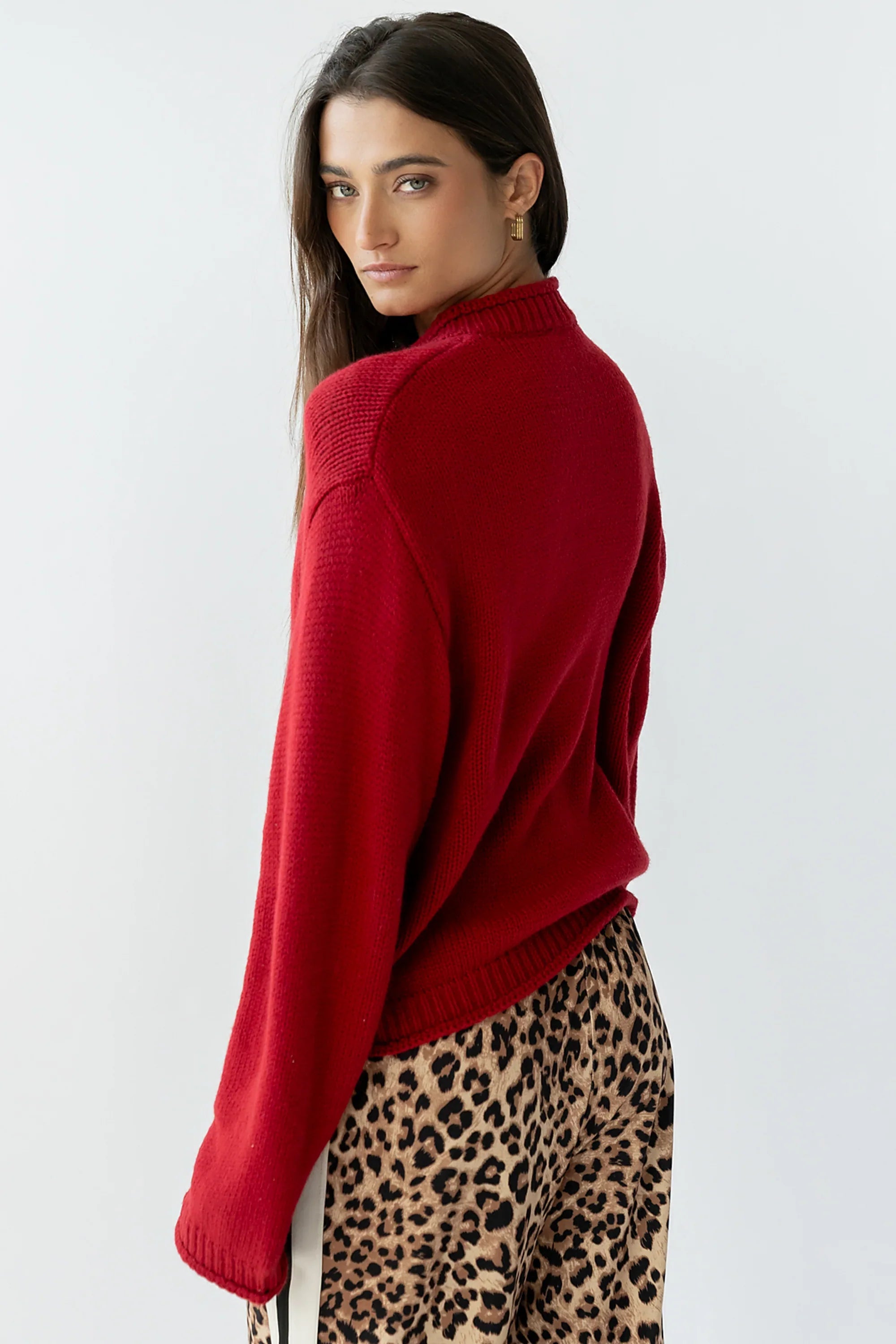 Nolan Chunky Knit Cardigan in Red FINAL SALE