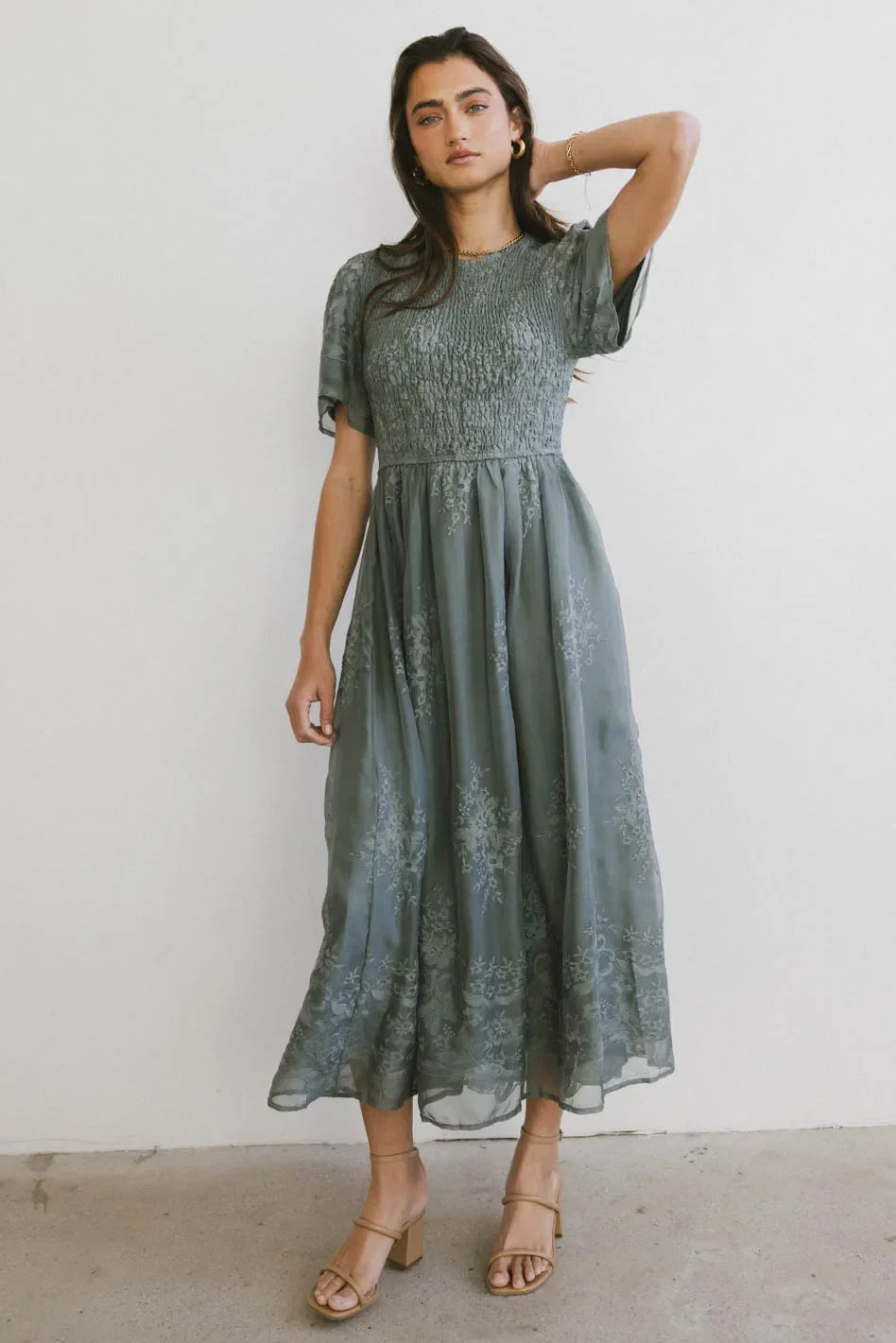 Alora Embroidered Dress in Teal FINAL SALE
