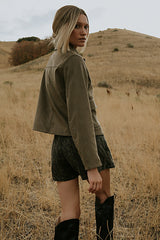 Aden Suede Jacket in Olive FINAL SALE