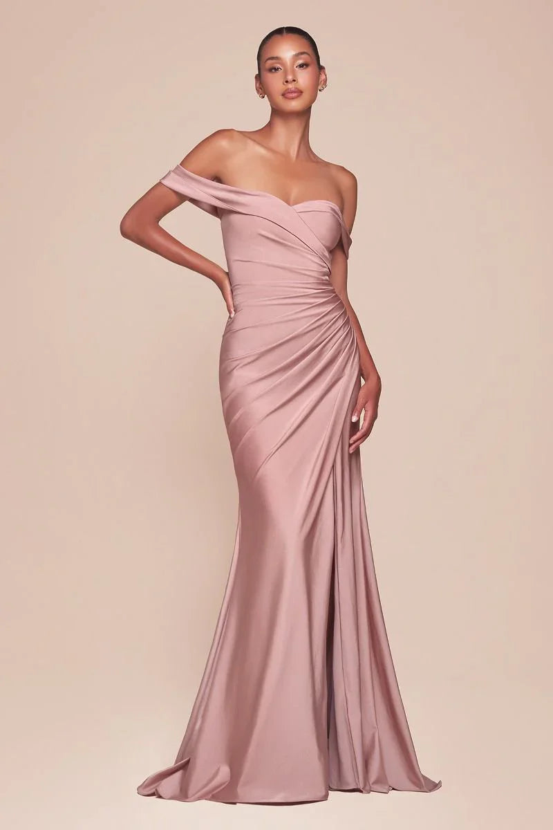 FREYA GOWN OFF THE SHOULDER STRETCH SPANDEX DRESS