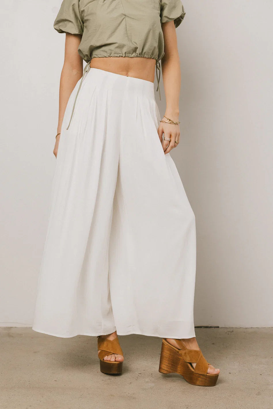 Kiaan Baggy Pants in White FINAL SALE