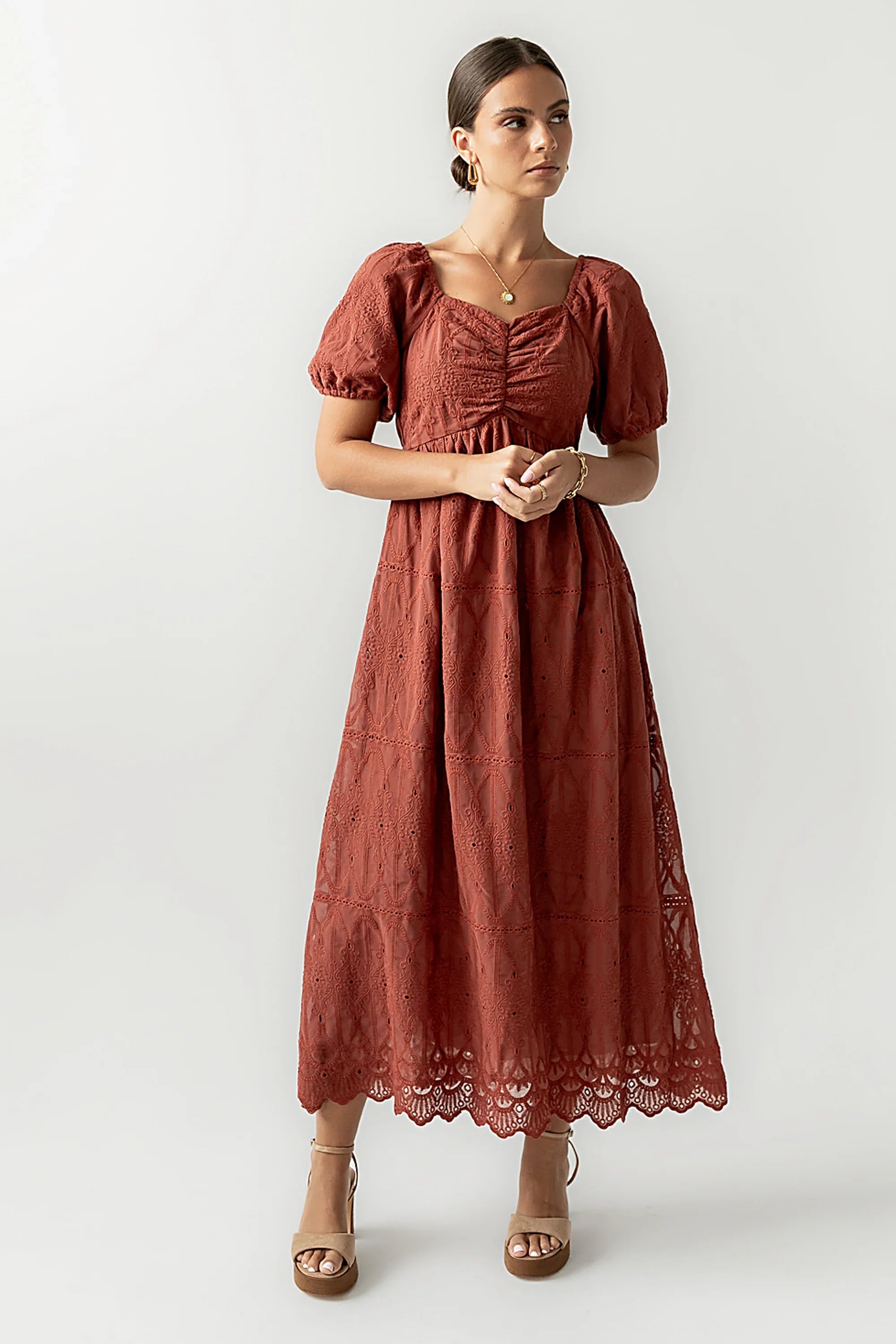 Luca Embroidered Maxi Dress in Dark Berry FINAL SALE