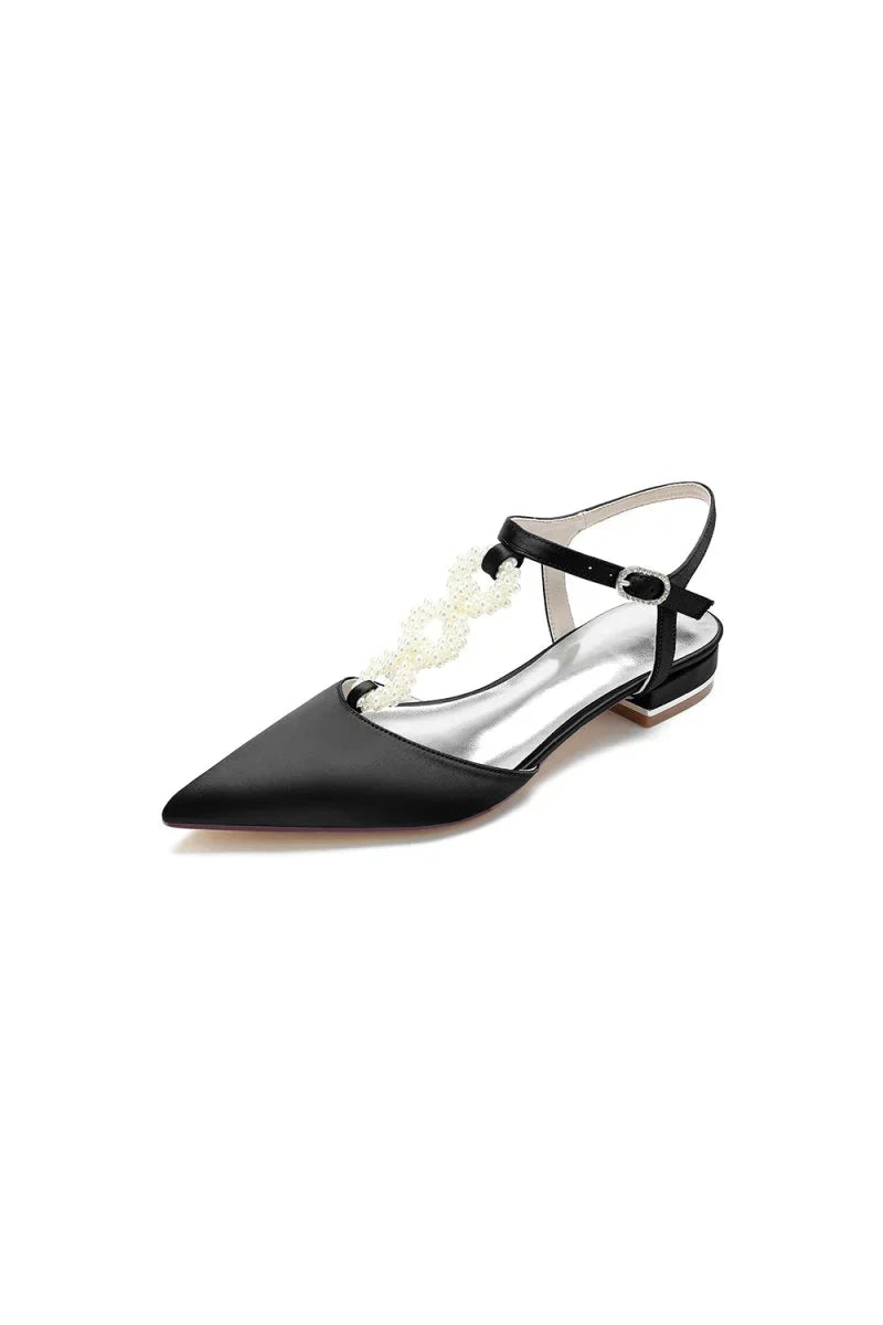 Pearl Strap Pointed Toe Flats