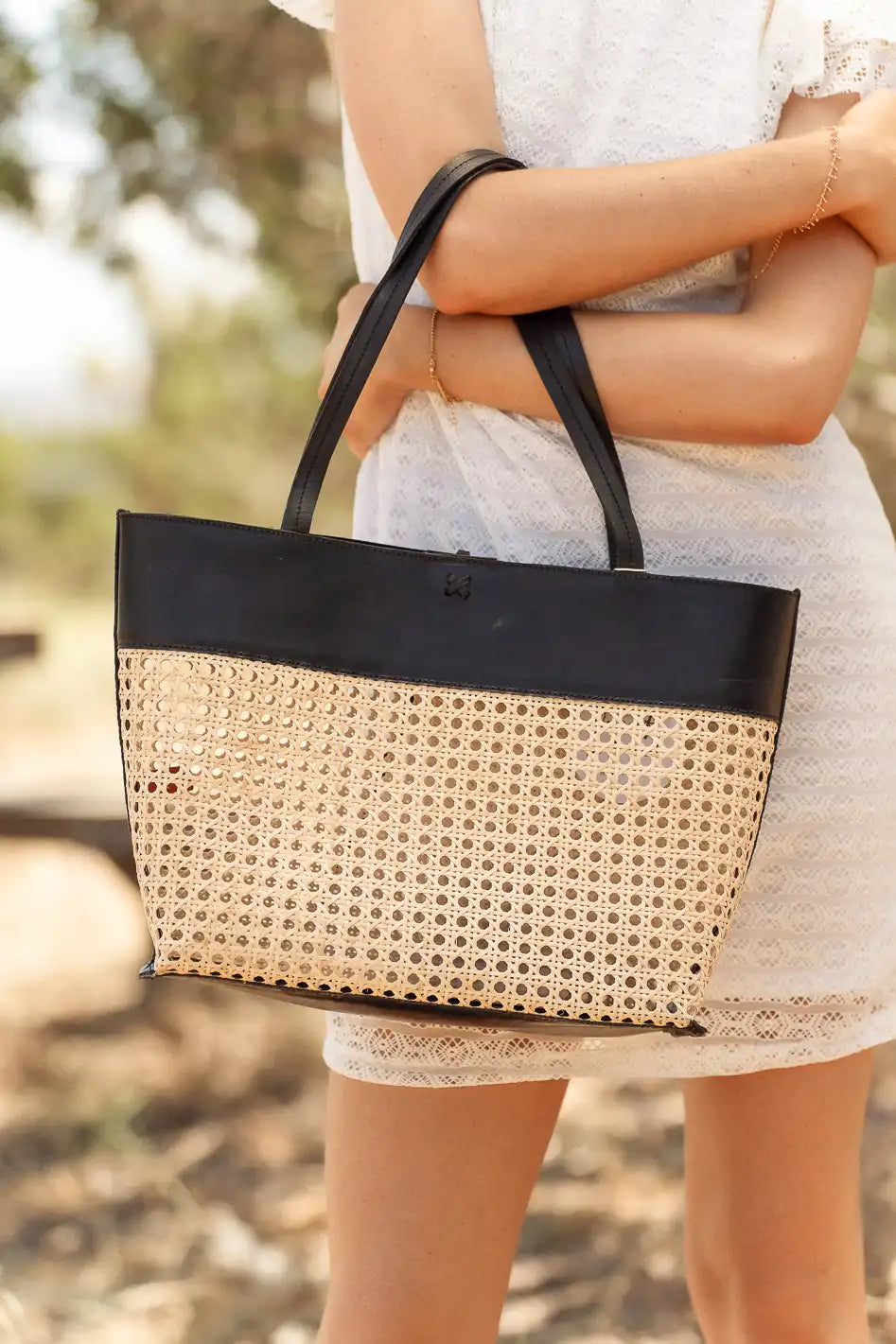 Ellie Wicker Tote in Black FINAL SALE