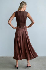 Charles Maxi Dress in Red Brown
