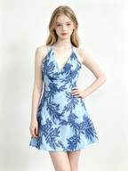 Halter Leaf Sequin Mini Bodycon Dress