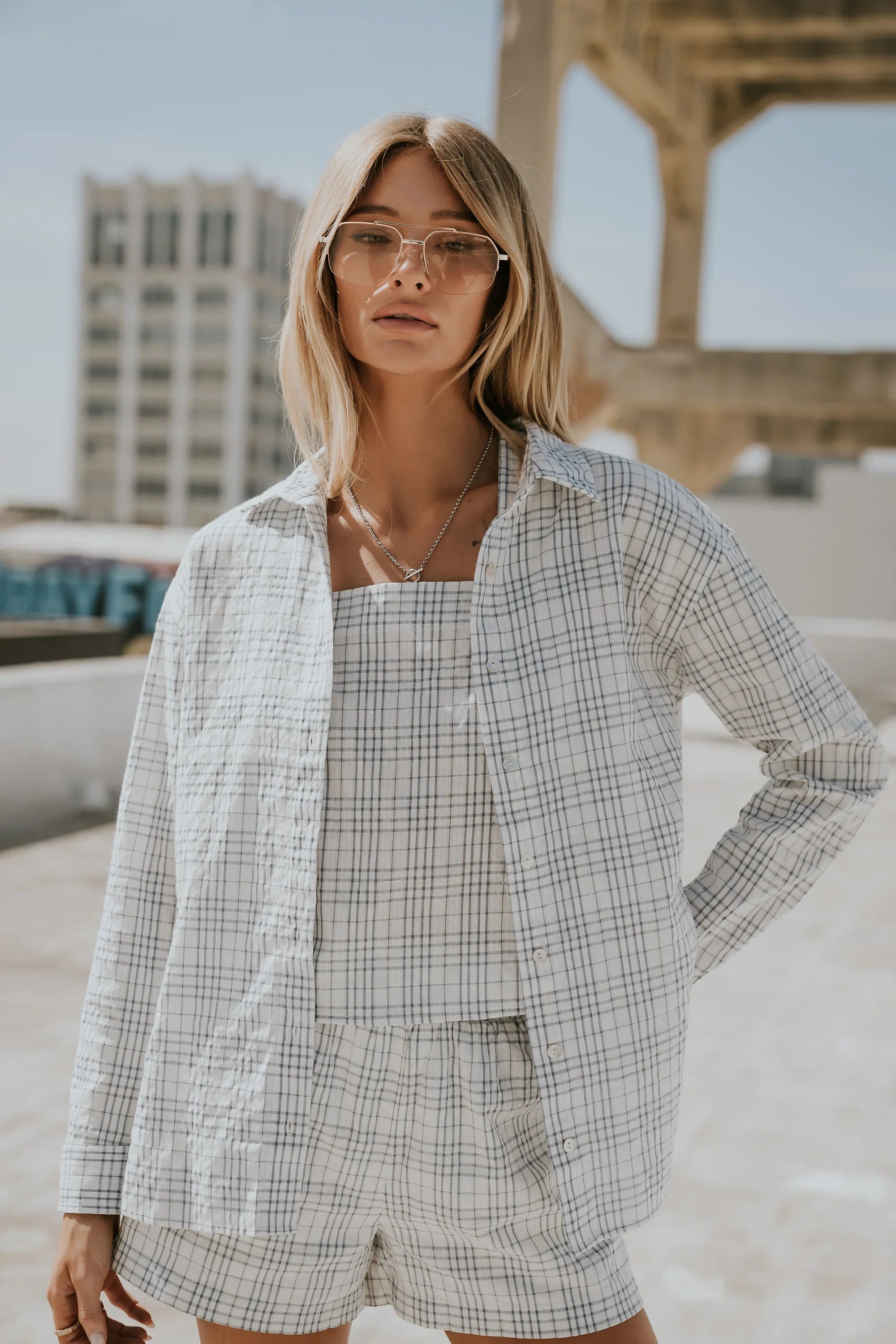 Viola Plaid Button Up