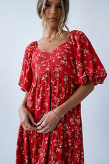 Amy Floral Maxi Dress in Red FINAL SALE