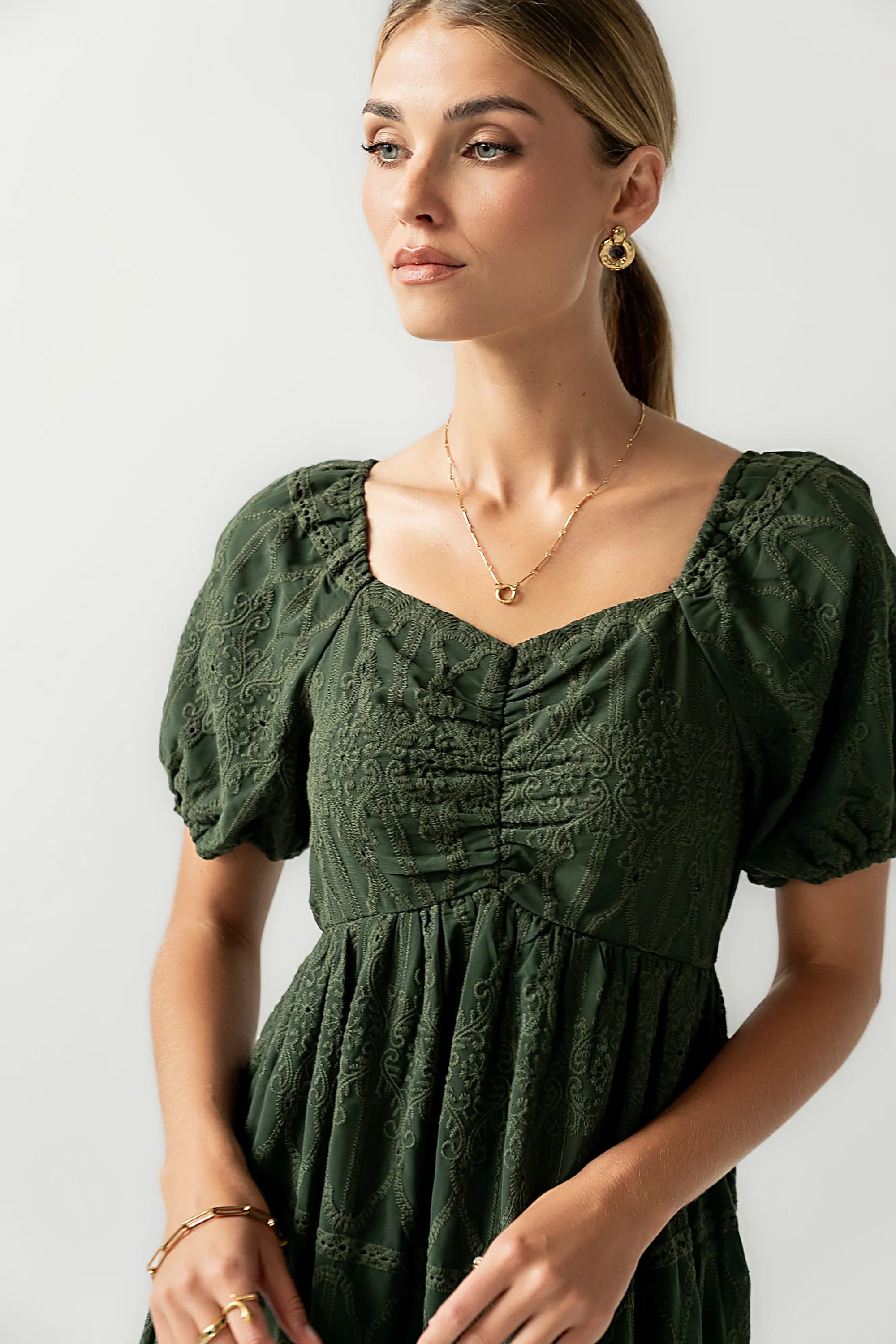 Luca Embroidered Maxi Dress in Hunter Green FINAL SALE