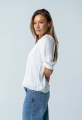Gareth Pleated Blouse in White