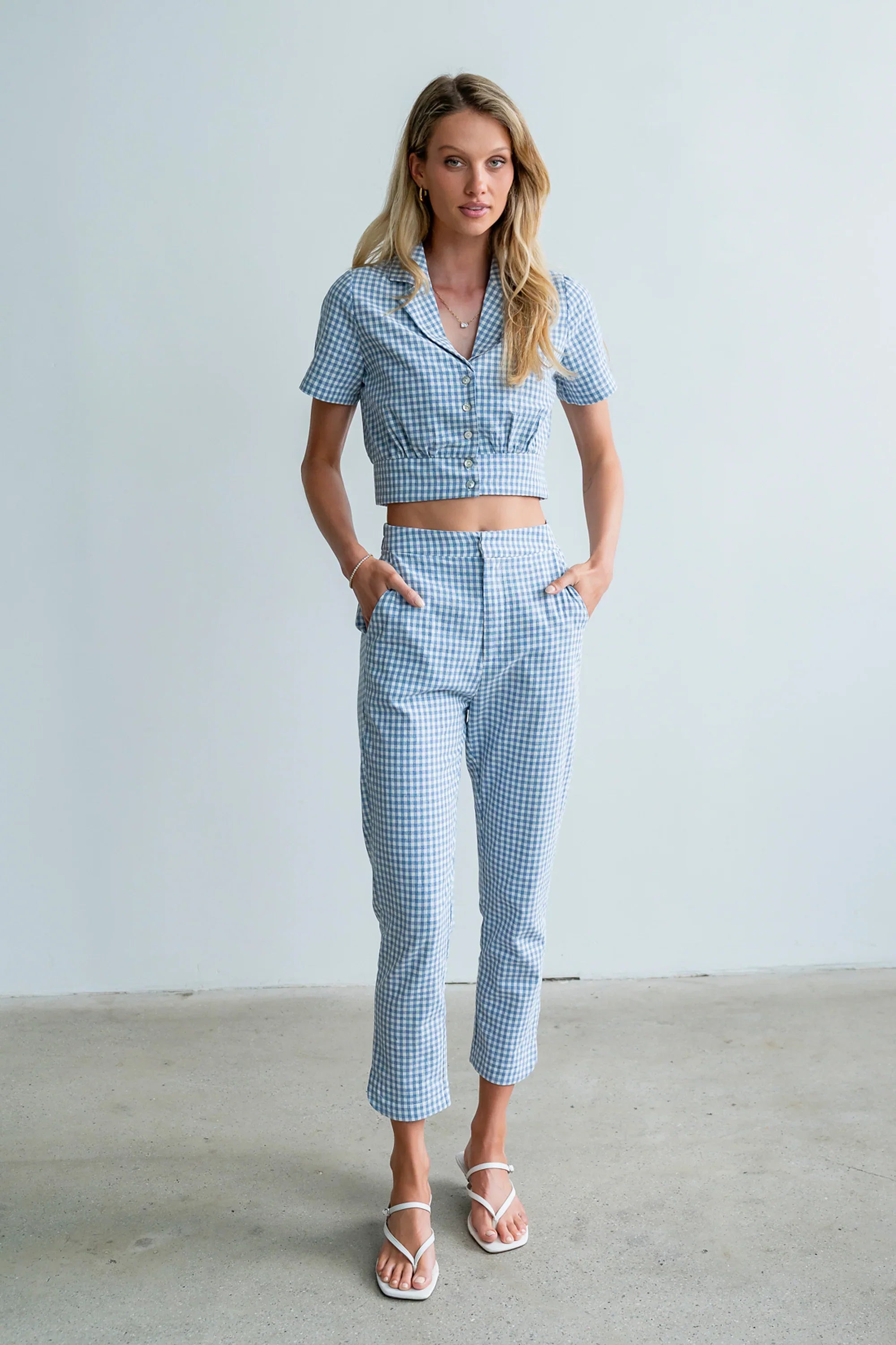 Madie Gingham Pants in Blue