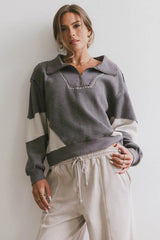 Harbor Knit Quarter Zip in Charcoal FINAL SALE