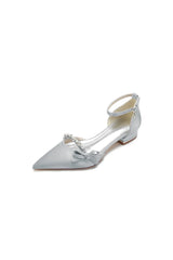 Rhinestone Pointed Toe Kitten Heels With Bow