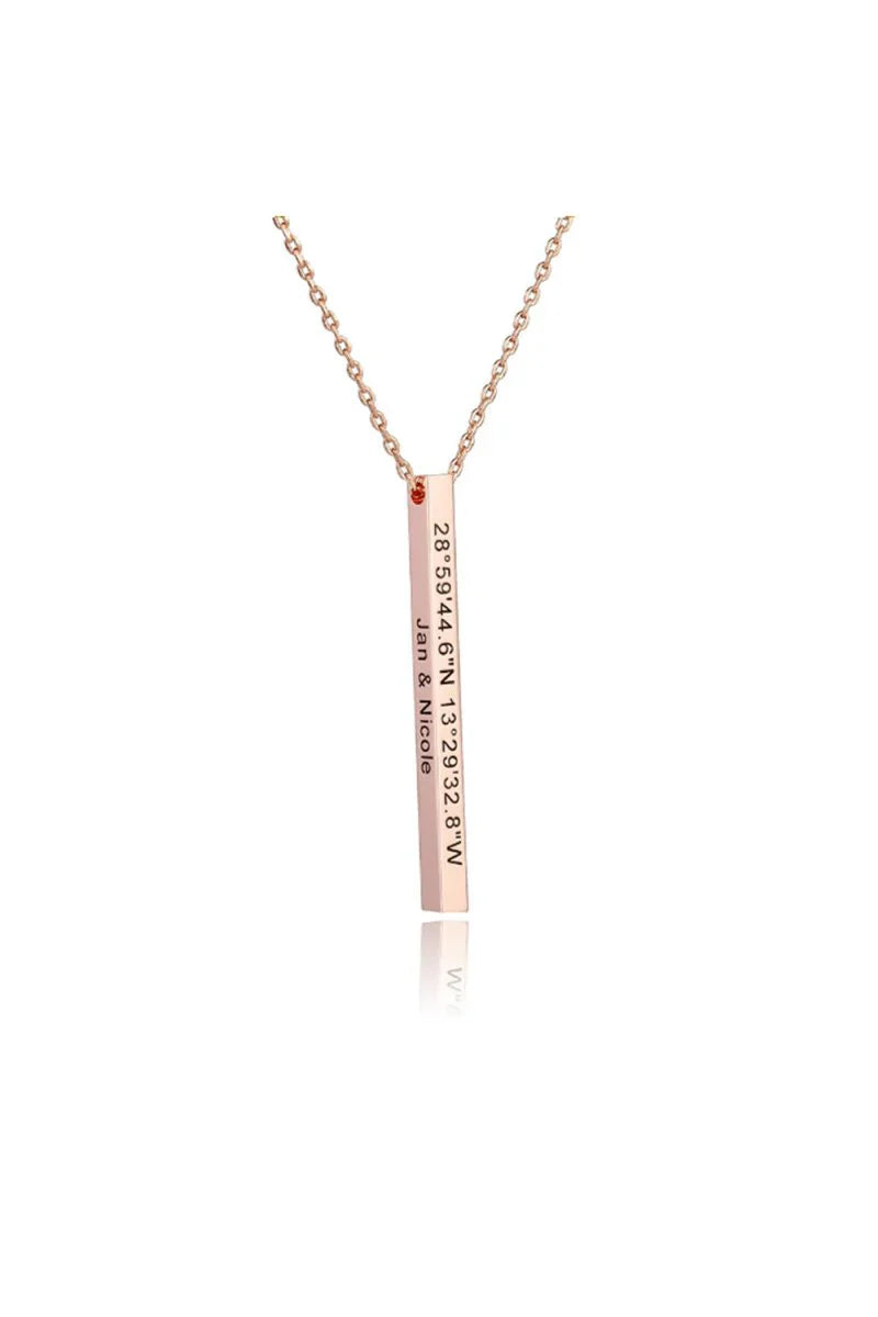 Personalized Gift 3D Bar Dimensional Pendant Necklaces