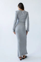 Bonnie Polka Dot Maxi Skirt in Grey