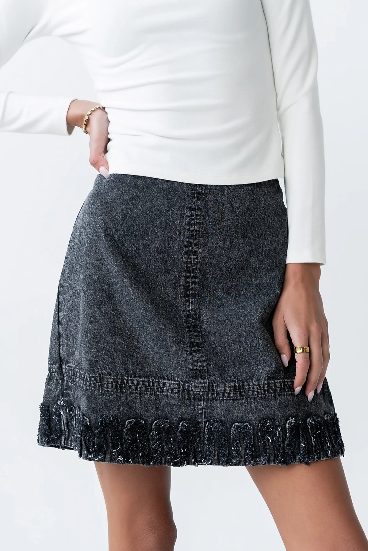 Jana Denim Skirt in Black