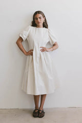 Eliana Pleated Midi Dress in Cream FINAL SALE