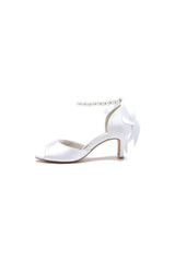 Chic Peep Toe Ribbons Faux Pearl Pumps