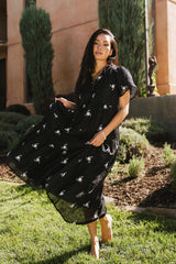 Flynn Embroidered Maxi Dress in Black FINAL SALE