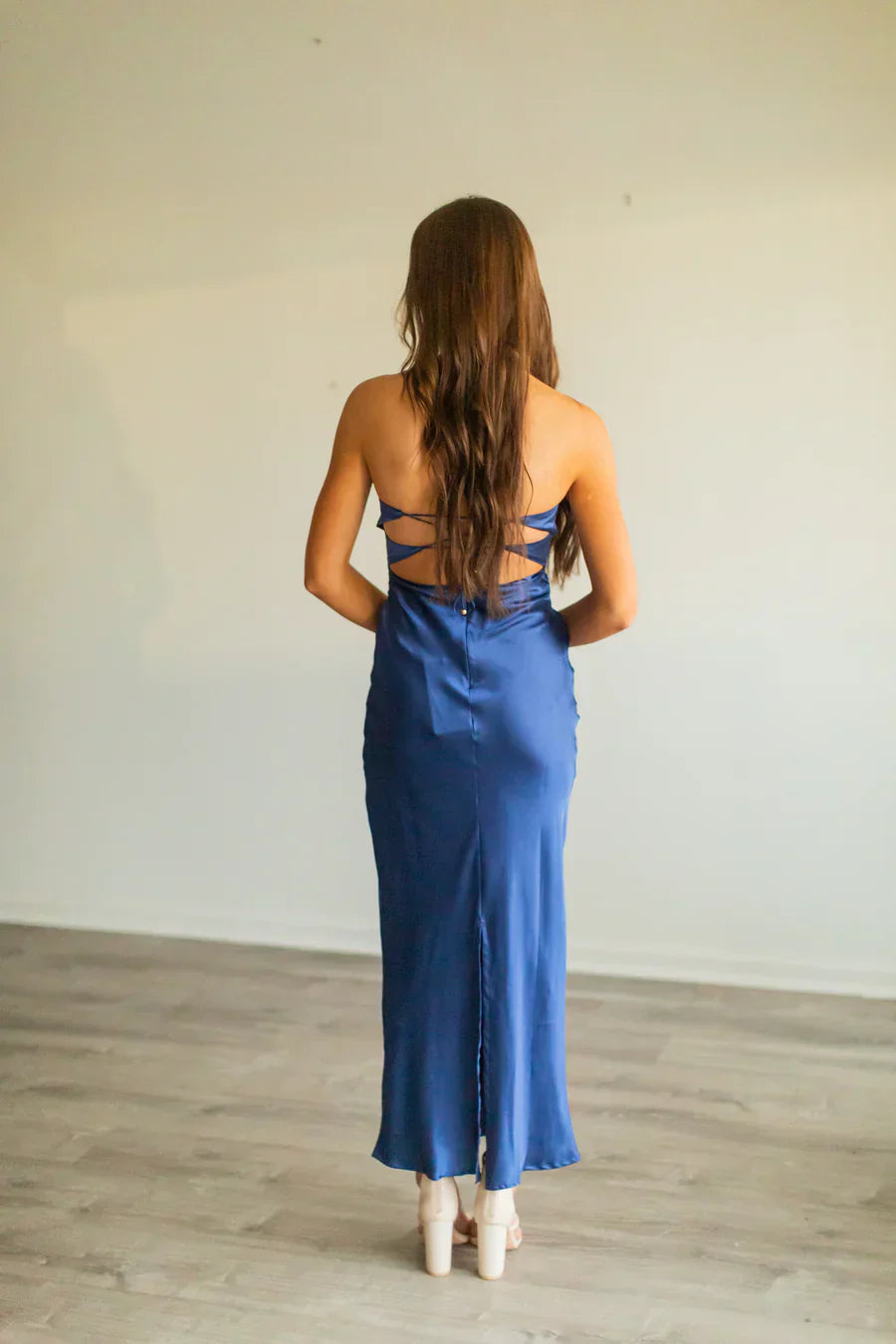 Harley Satin Maxi Dress Navy