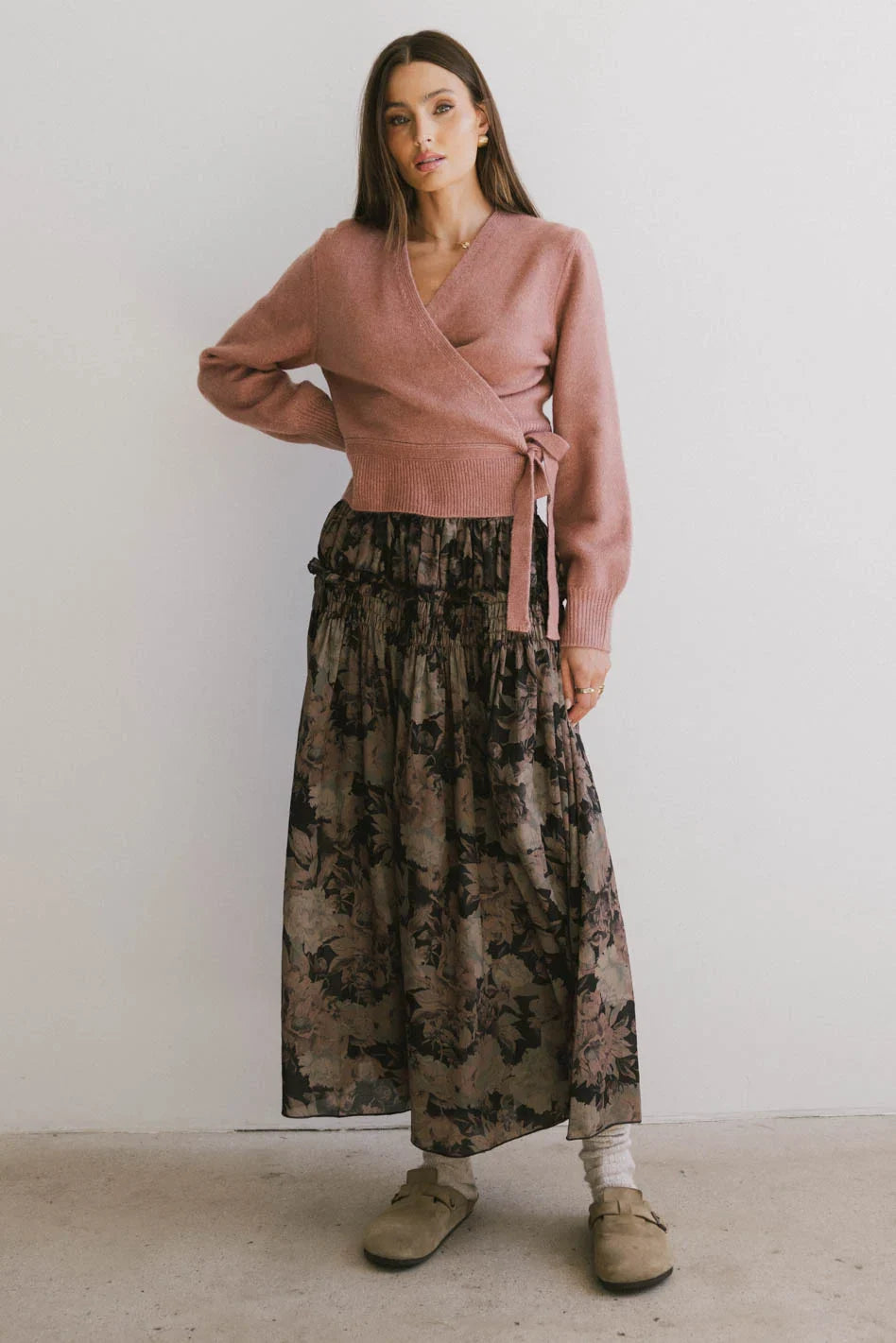 Heather Floral Maxi Skirt in Black FINAL SALE