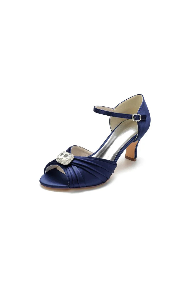 Elegant Blue Pump with Silver Buckle Accent