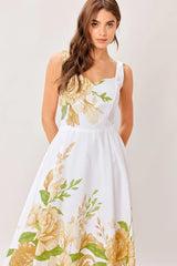 IVORY BOTANICA FLORAL MIDI DRESS