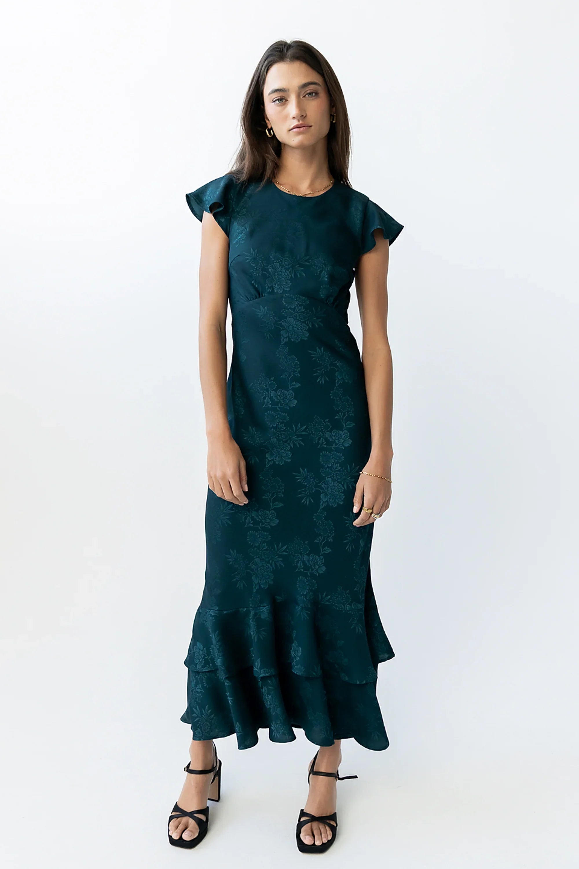 Mateo Floral Maxi Dress in Teal