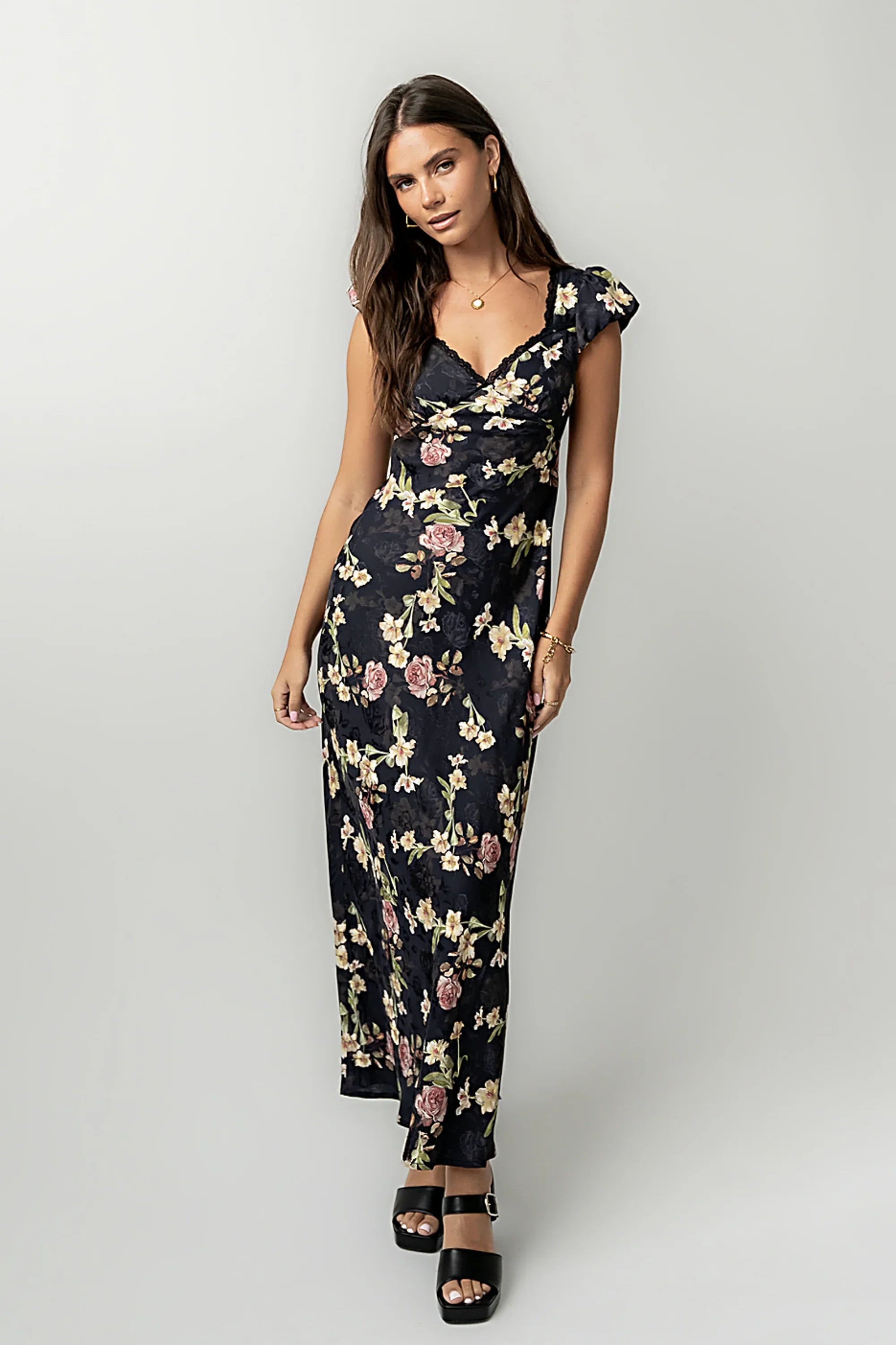 Asa Floral Maxi Dress in Black FINAL SALE