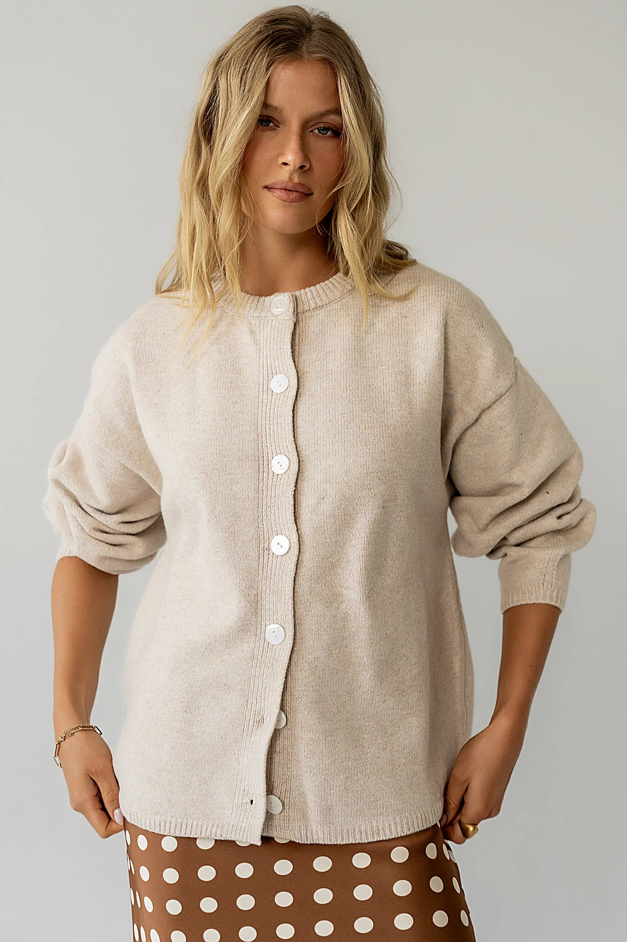 Kaia Knit Cardigan in Oatmeal