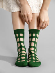 Googly Gingham Sheer Crew