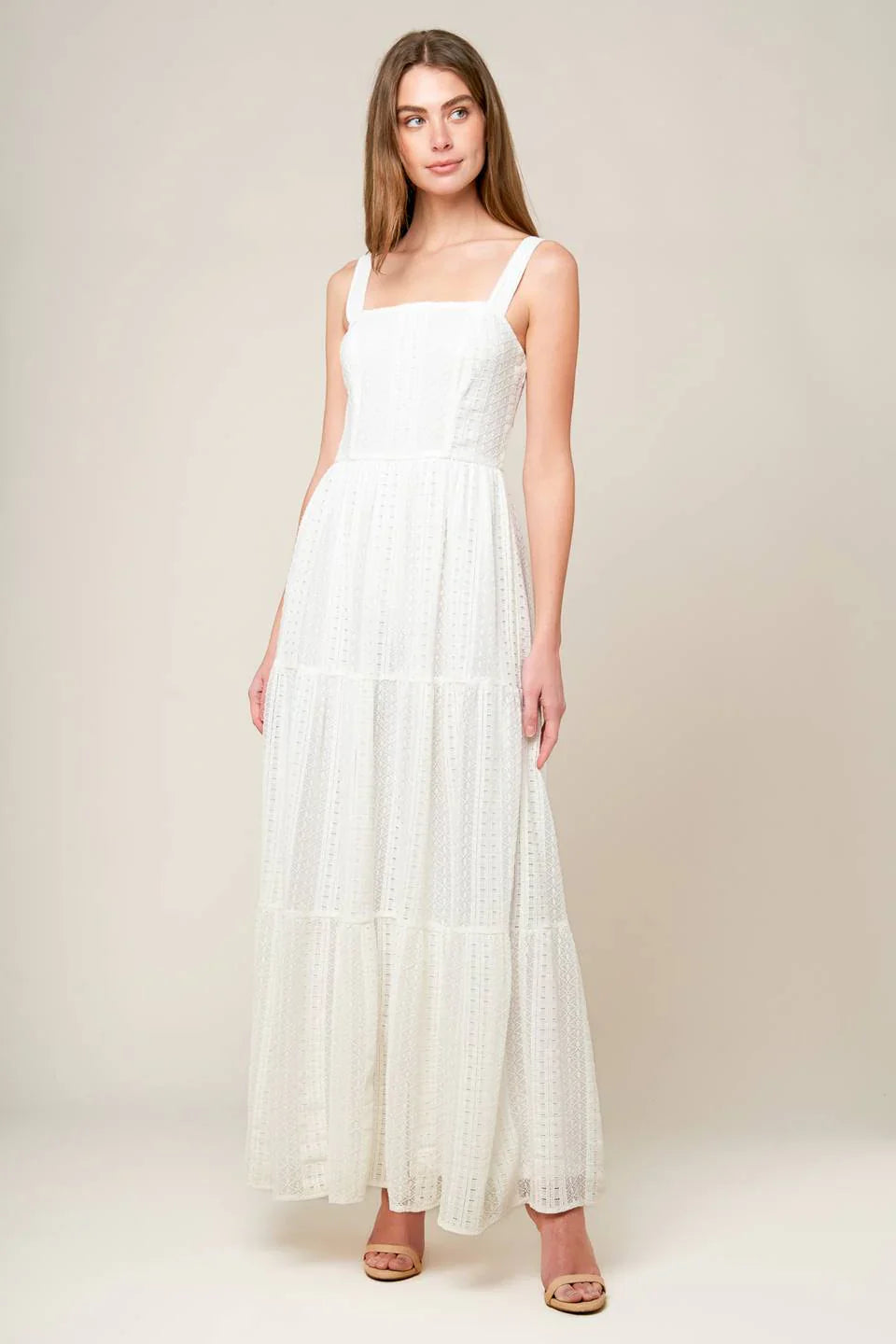 AFTER THE RAIN WHITE LACE MAXI DRESS