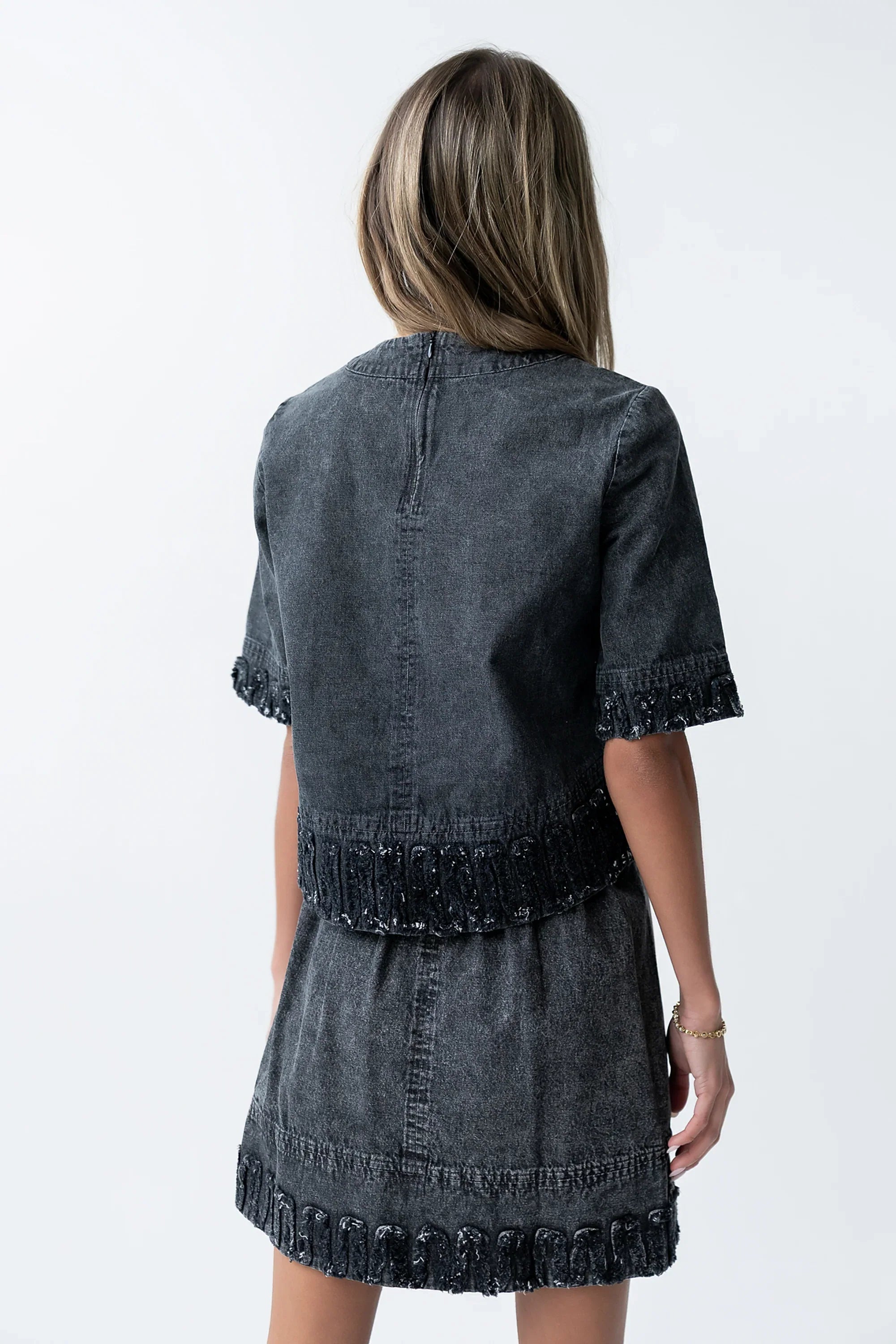 Jana Denim Top in Black