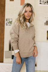 Violet Quarter Zip Sweater in Taupe FINAL SALE