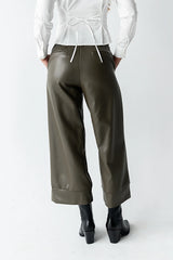 Ulani Vegan Leather Pants in Olive FINAL SALE