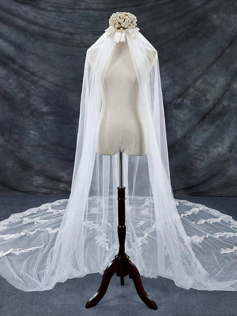 Vintage Floral Lace Cathedral Veil Bridal Veil Wedding Veil