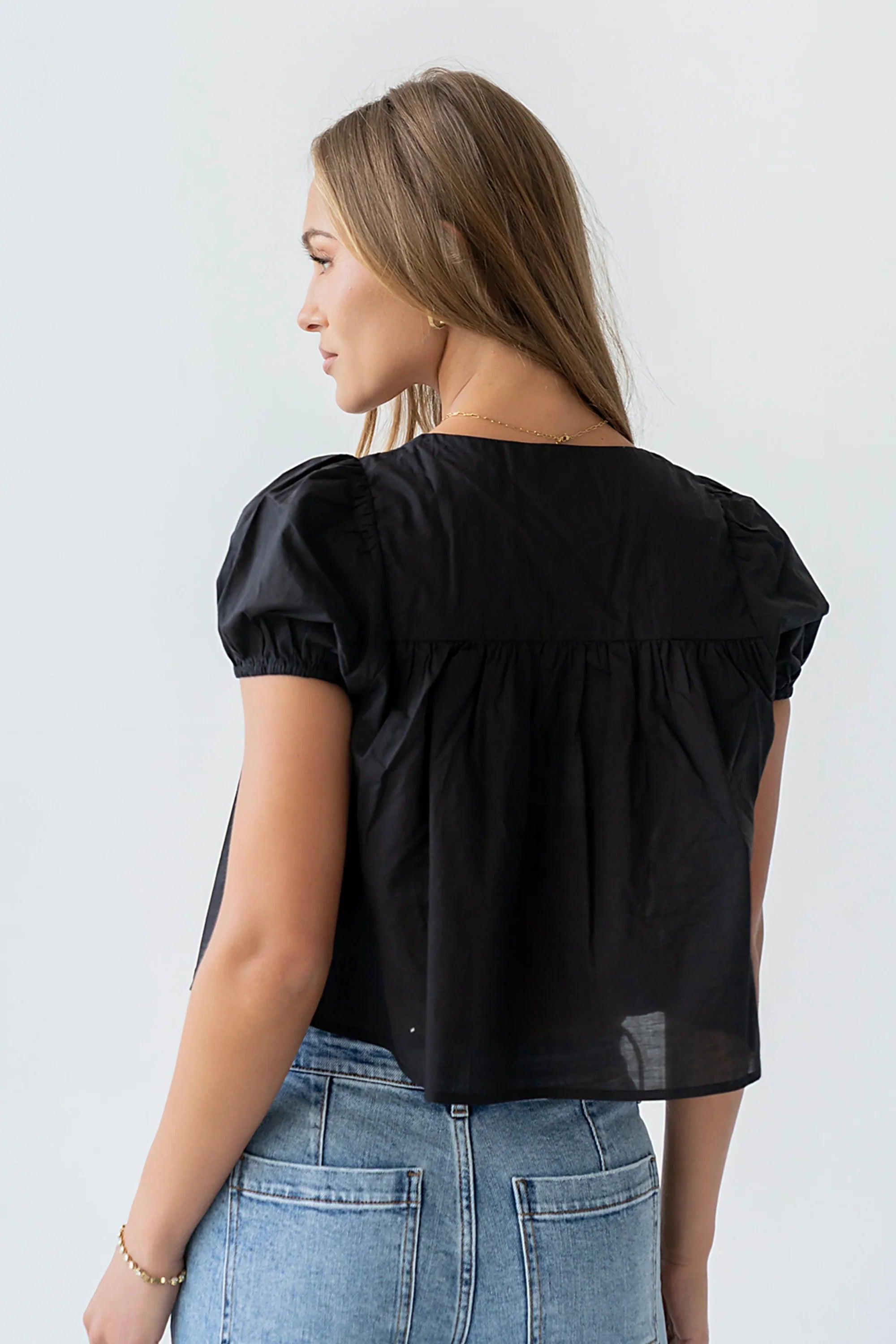 Claire Poplin Blouse in Black