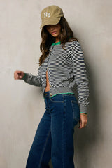 Josy Button Front Cardigan in Navy FINAL SALE