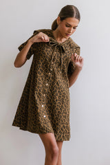 Camryn Collared Baby Doll Dress in Leopard FINAL SALE