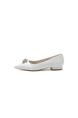 Beaded Pointed Toe Slip On Wedding Shoes With Rhinestone
