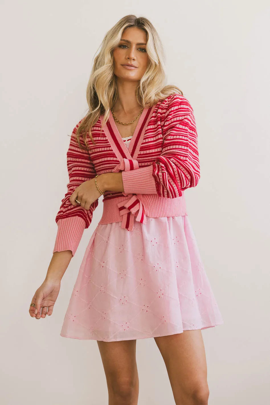 Kiara Striped Cardigan in Pink FINAL SALE