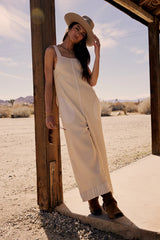 Addey Knit Overalls in Cream FINAL SALE