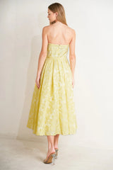 BUTTERCUP BLOOM LEMON YELLOW MIDI DRESS