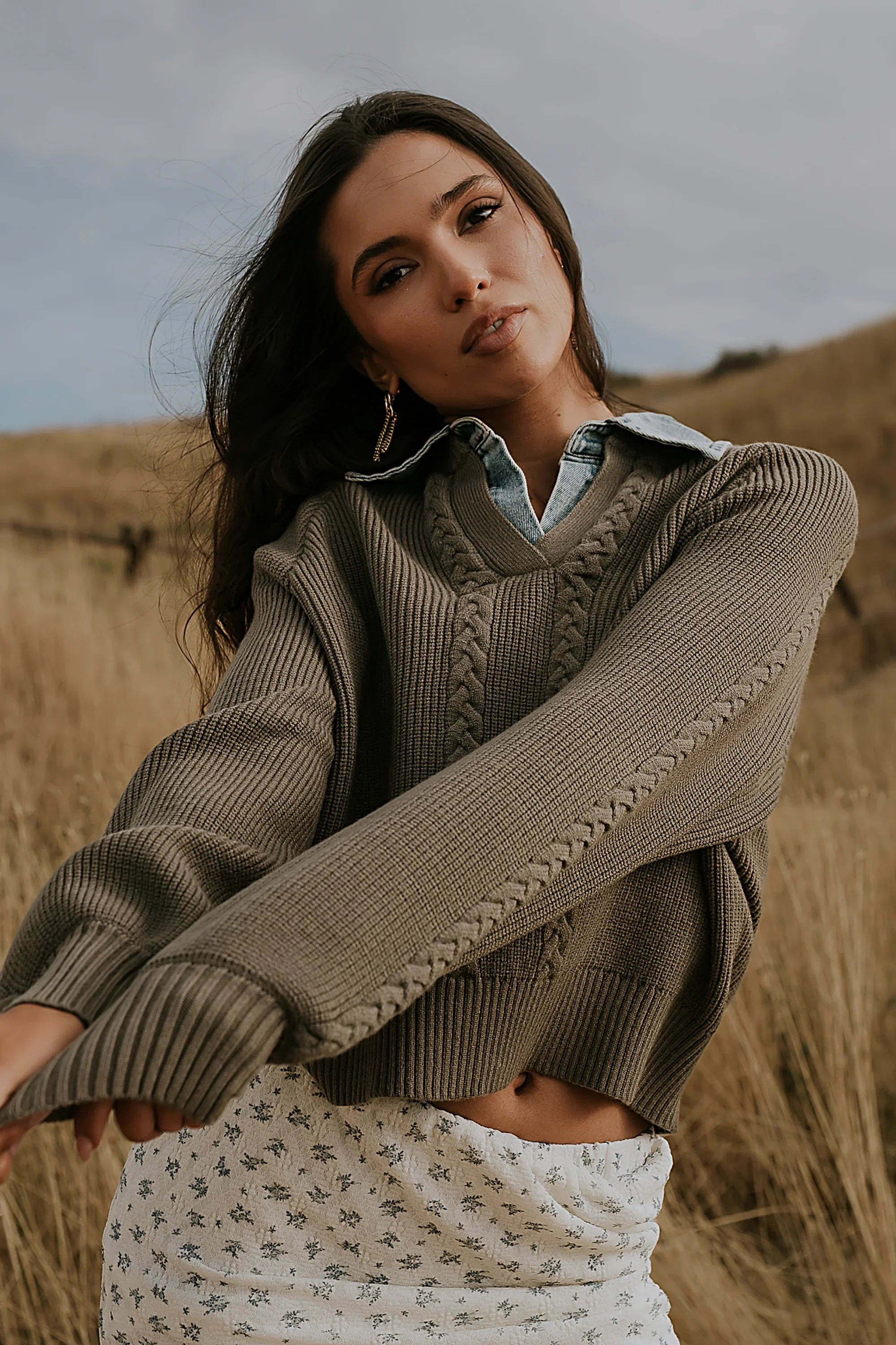 Melissa Contrast Sweater in Olive